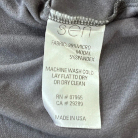 SEN Perry T-Shirt Dress Womens 2 Gray Jersey Midi Side Ruched Side Slits Minimal - Picture 9 of 9